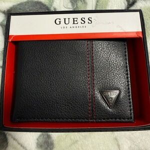 GUESS Black and Red Leather Card Holder